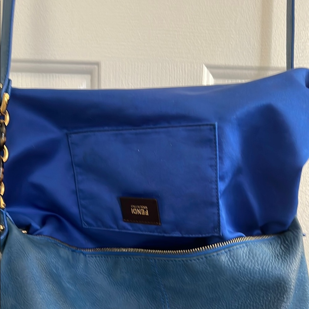 Fendi Vitello Savana Forever Blue Leather Crossbody Bag authentic - Picture 16 of 16